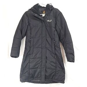 Jack Wolfskin Stormlock Active Microguard Black Hooded Parka Jacket Coat Size S